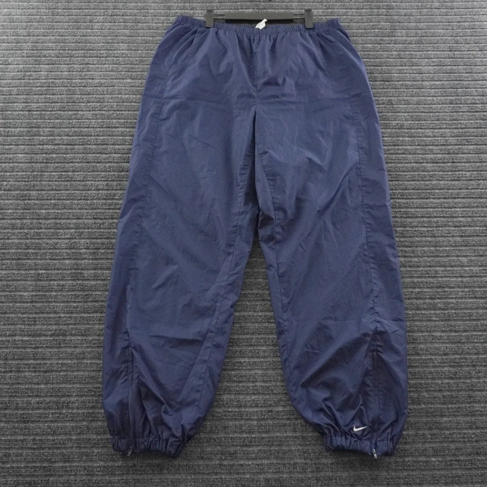 Vintage 90s Nike Track Pants Youth XL Navy Blue Windbreaker Swoosh Logo